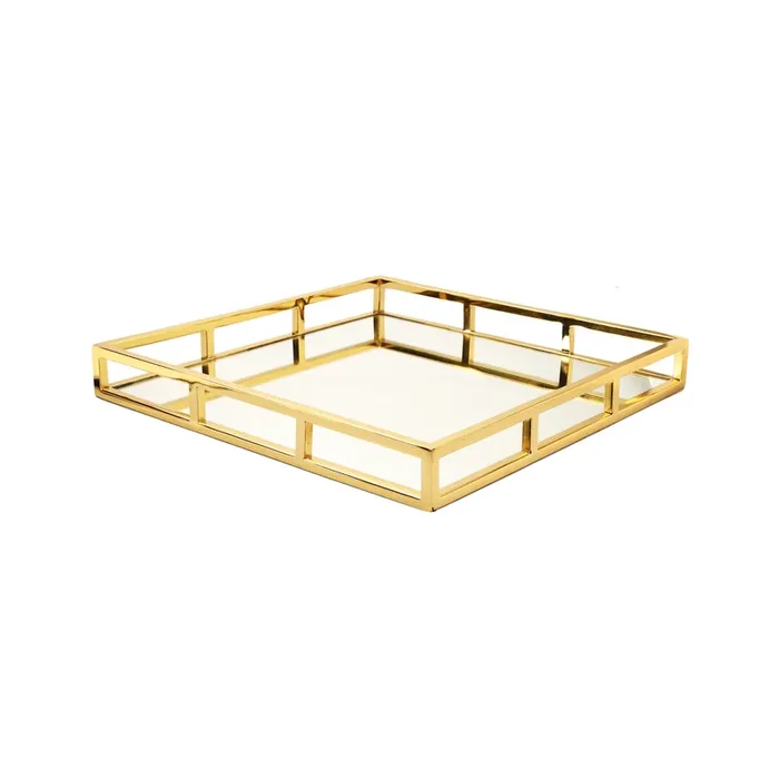 Square Mirror Tray – Gold