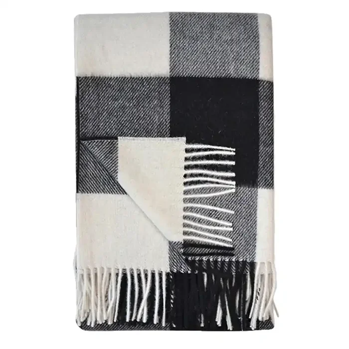 St Louis Ivory/Black Alpaca Wool Throw