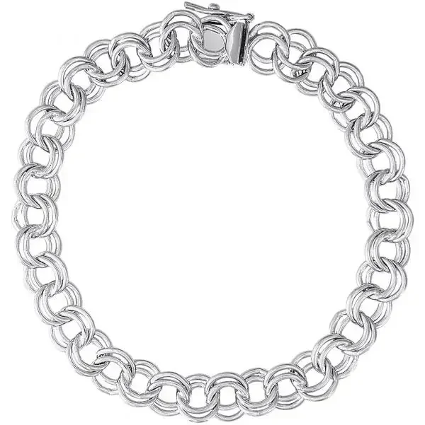 Sterling 7″ Large Double Link Curb Classic Bracelet – Rembrandt
