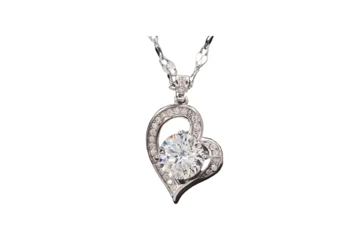 Sterling Silver Heart Pendant Necklace with 1ct Moissanite Gemstone – S925 Fine Jewellery