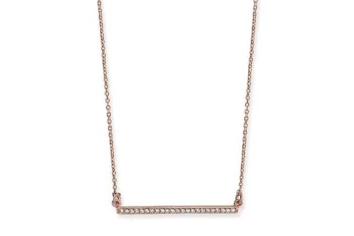 Sterling Silver Rose Gold-Plated Bar Necklace with S925 Hallmark