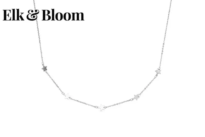 Sterling Silver Star Choker Necklace – Adjustable Minimalist Chain by Elk & Bloom