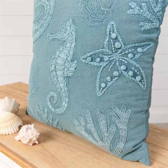 Stonewashed Seahorse Pillow