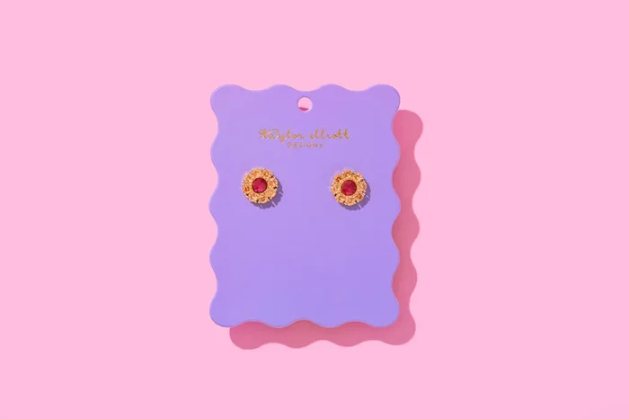 Stud Earrings – Flowers w/ Pink Gems – Caroline