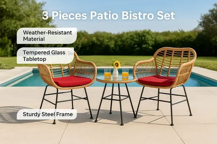 Stunning 3-Piece Patio Bistro Set