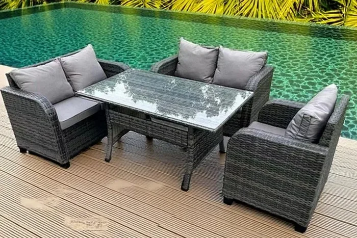 Stunning 5-Seater Reclining Rattan Garden Furniture Set – Dark Grey