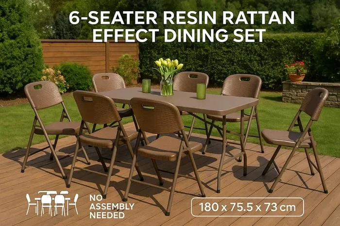 Stunning Six-Seater Resin Rattan Effect Dining Set
