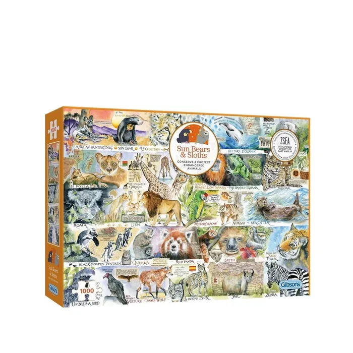 Sun bears & sloths 1000 piece jigsaw puzzle