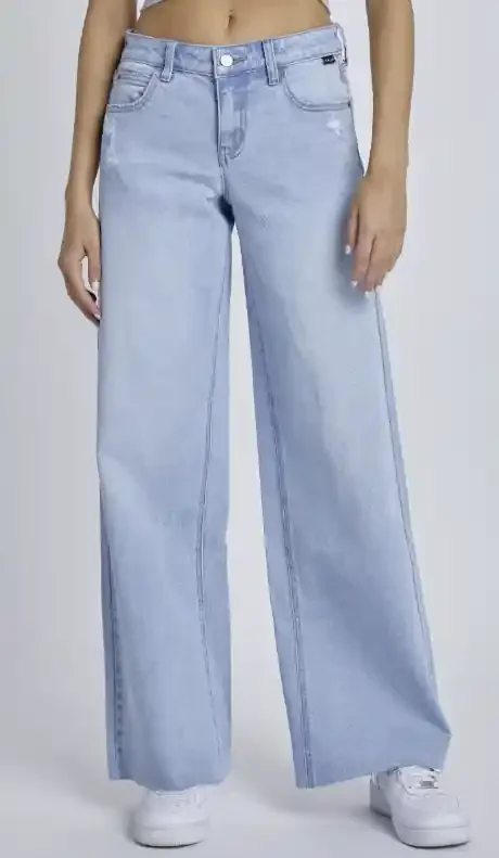 Super Light Denim Low Rise Wide Leg Jeans
