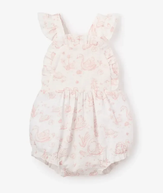 Swan Toile Swiss Dot Sunsuit 9-12 M- Elegant Baby