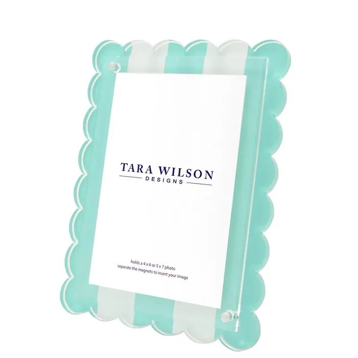 Tara Wilson Design Scallop Picture Frame (Pastel Turquoise & White Stripe)