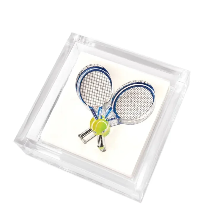 Tara Wilson Designs – COCKTAIL NAPKIN HOLDER – TENNIS RACQUETS