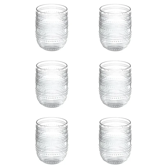 TarHong Beaded Stemless Indoor/Outdoor Acrylic Tumbler, Set of 6