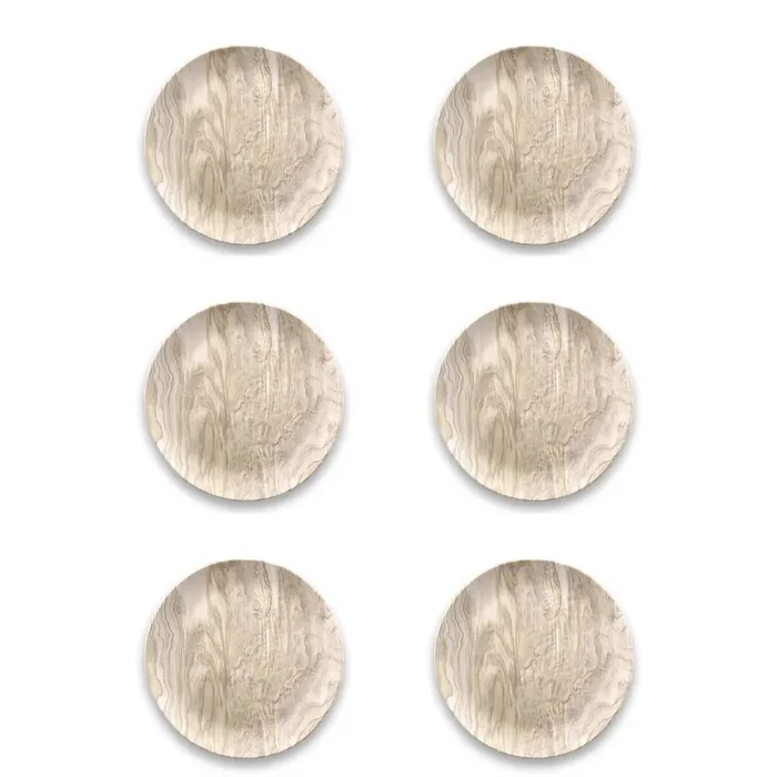TarHong Faux Desert Wood Melamine Salad Plates, Set of 6