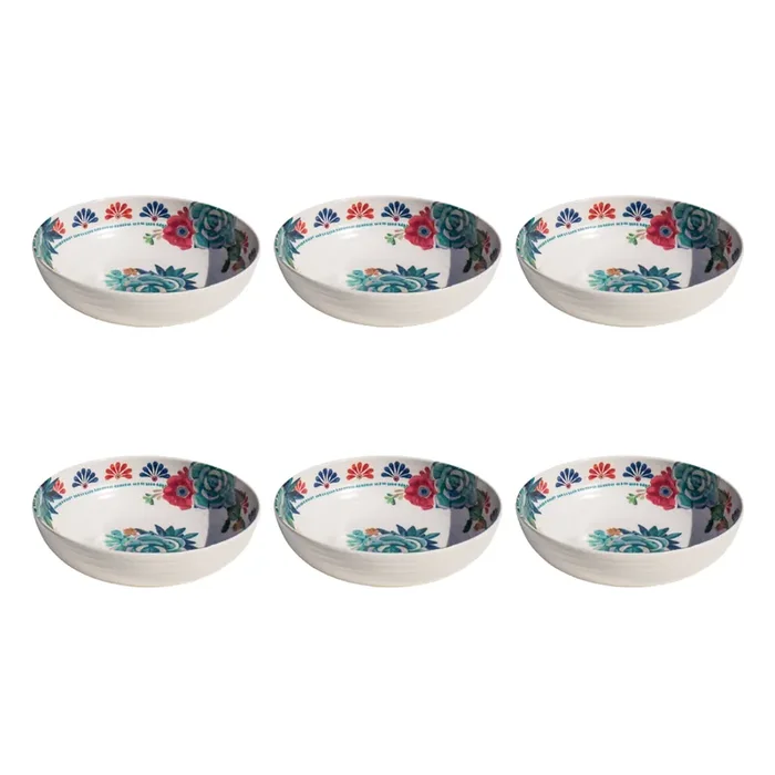 TarHong newWave Desert Succulent Melamine Low Bowl, Set of 6