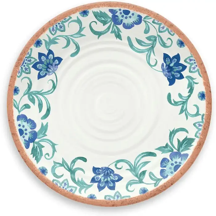 TarHong Rio Turquoise Floral Melamine Dinner Plate, Set of 6