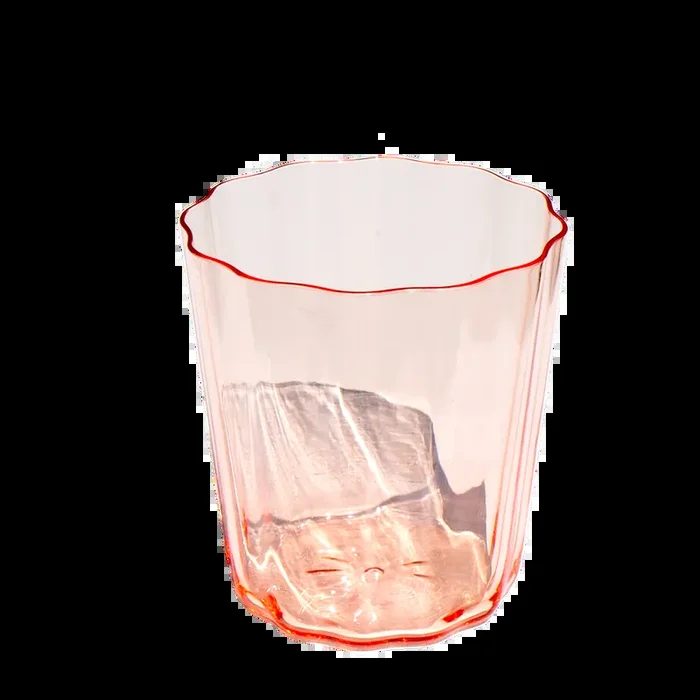 TarHong Simple Scallop Pink Acrylic Double Old Fashioned Drinking Glass, Set of 6