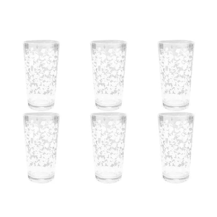 TarHong Vines Etch Clear Acrylic Jumbo Drinking Glass, Set of 6