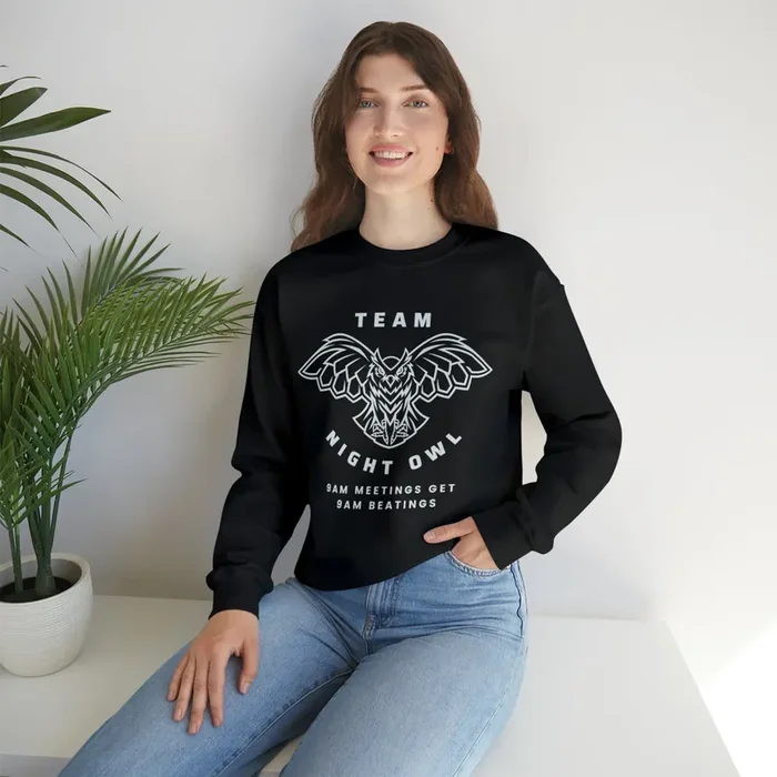 Team Night Owl Unisex Heavy Blend™ Crewneck Sweatshirt Sizes SM-5XL Plus Size Available