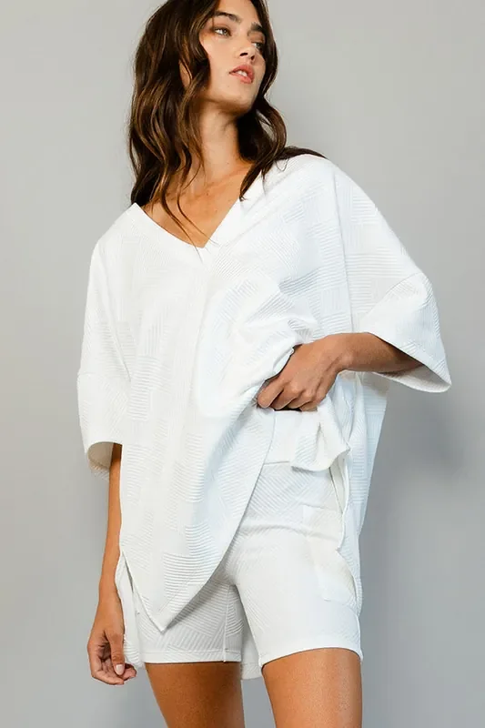 Textured Side Pocket Biker Shorts • Ivory