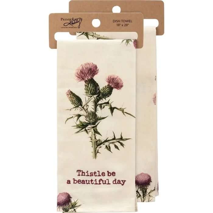 Thistle Be A Beautiful Day Punny Dish Cloth Towel Cotten Linen Novelty Tea Towel Cute Kitchen Hand Towel 18″ x 28″