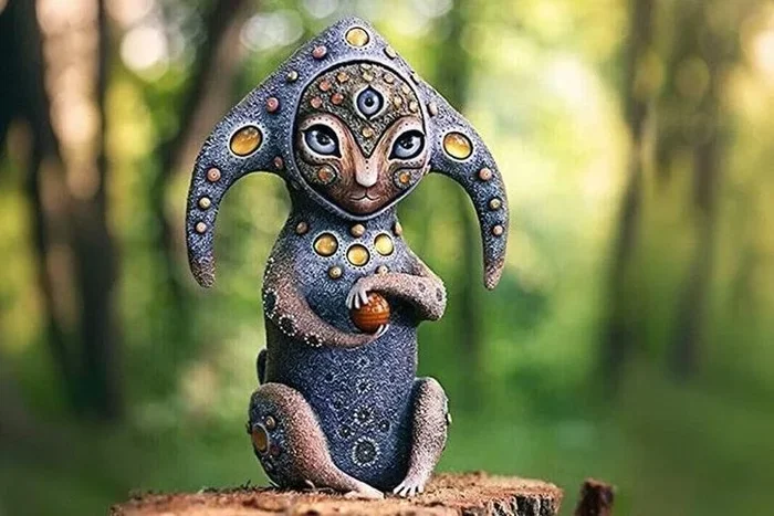 Three-Eyed Alien Resin Garden Ornament – Quirky Outdoor Decor