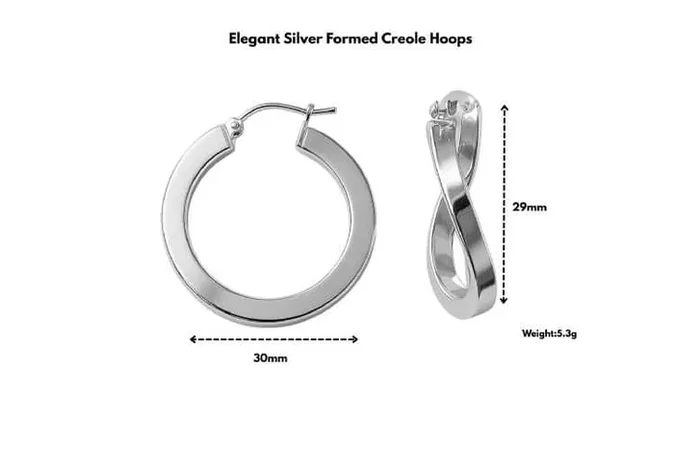 Timeless 925 Sterling Silver Creole Hoop Earrings