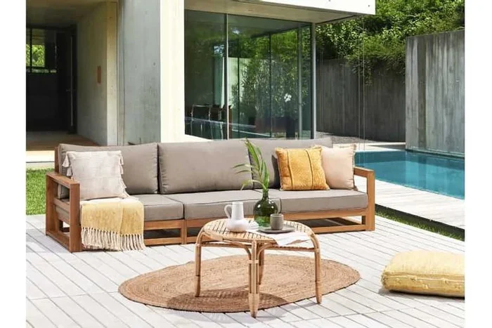 TIMOR FSC Acacia 3-Seater Modular Outdoor Sofa – Weather-Resistant, Modern Patio Seating