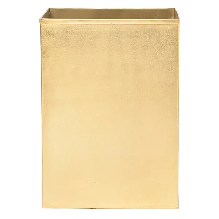 Tiset Gold Etched Stainless Steel Square Wastebasket