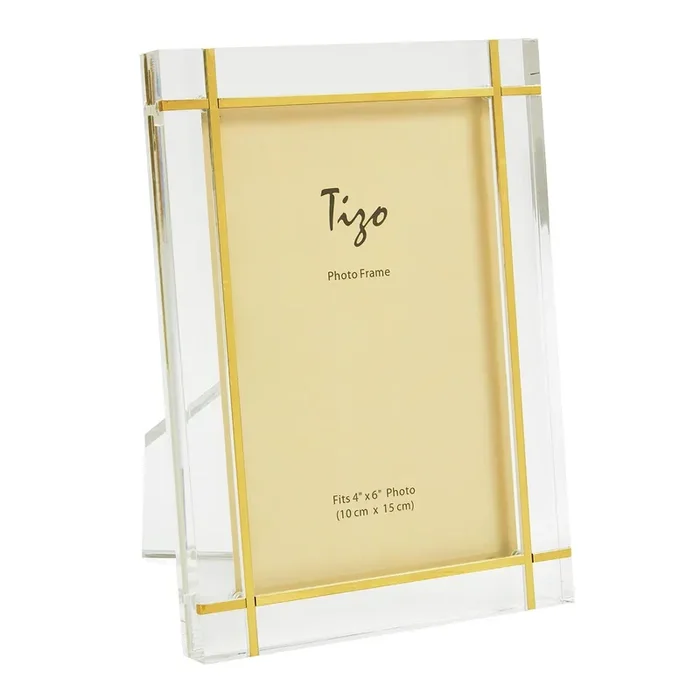 Tizo Acrylic Lucite Picture Frame (Gold Metal Design)