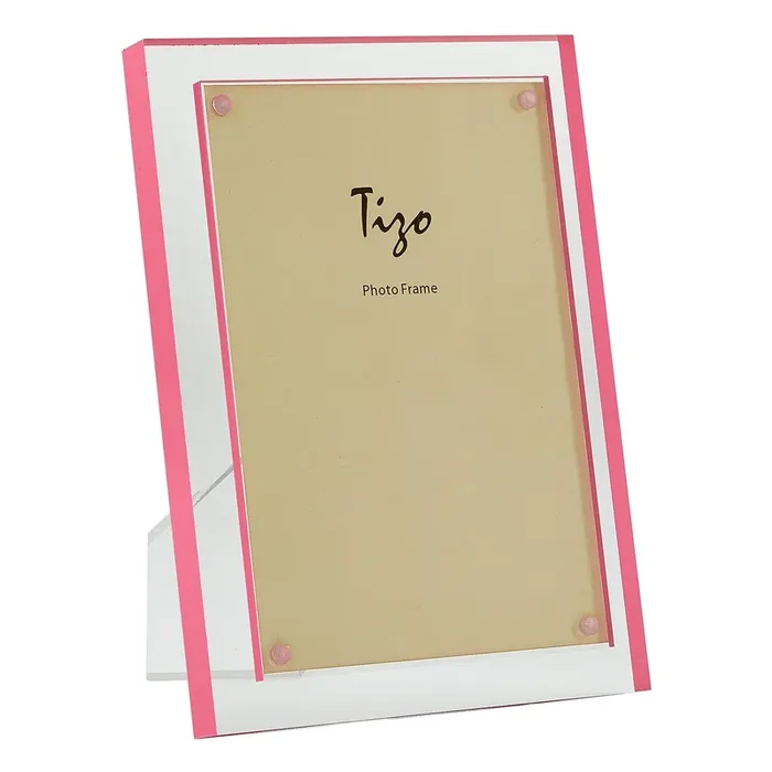 Tizo Acrylic Lucite Picture Frame (Pink Double Border)