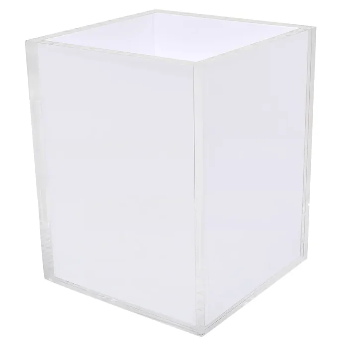 Tizo Design Clear Acrylic w/White Insert Waste Basket