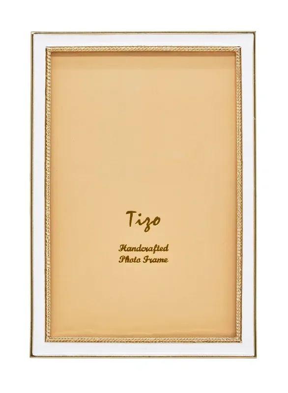 Tizo Enameled Gold Picture Frame (White)