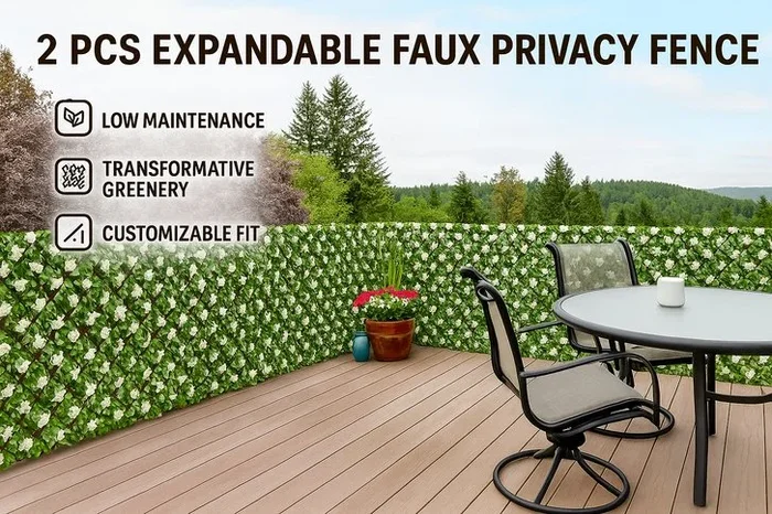 Transformative 2-Piece Expandable Faux Privacy Fence