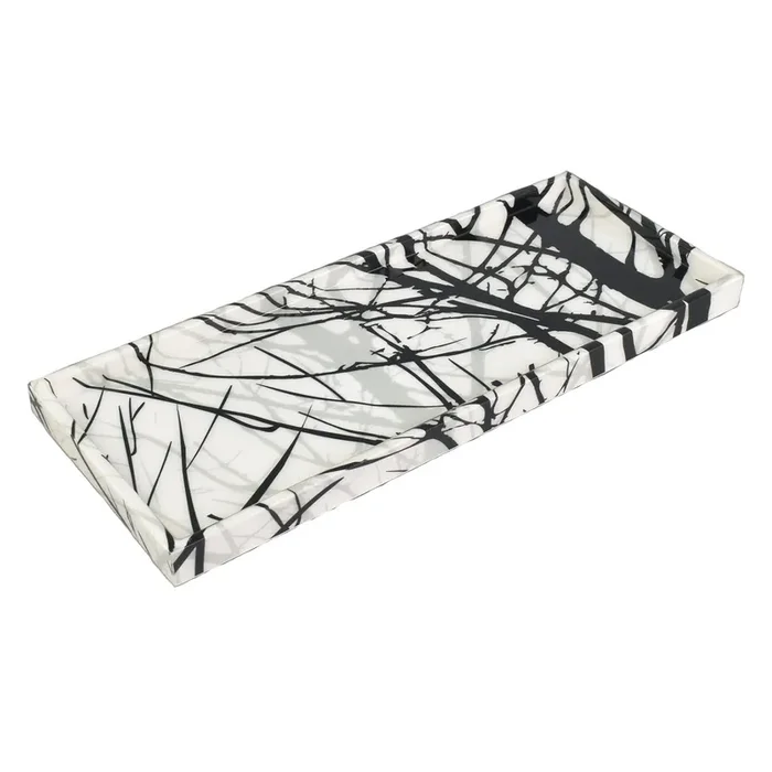 Trees Design Lacquer Long Vanity Tray