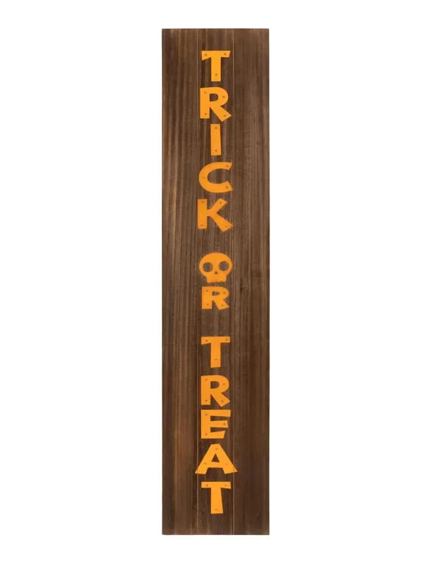 “Trick or Treat” Light Up Wooden Halloween Porch Sign