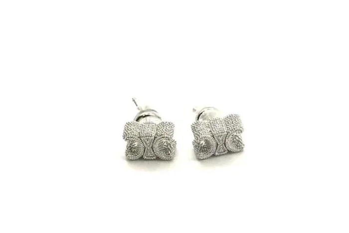 Triomphe Studs White Gold Plated Sterling Silver Stud Earrings – Hypoallergenic, Sparkling Cubic Zirconia, 12mm