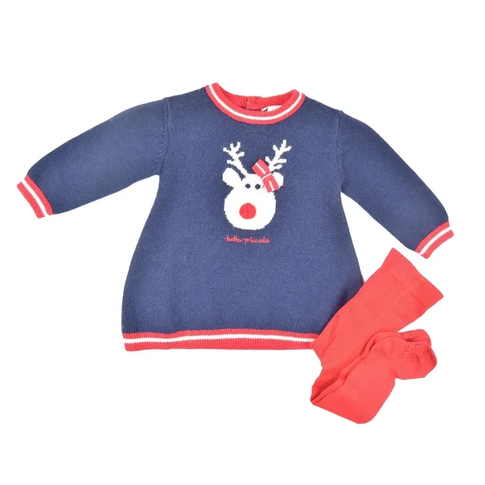 Tutto Piccolo Reindeer Dress with Tights