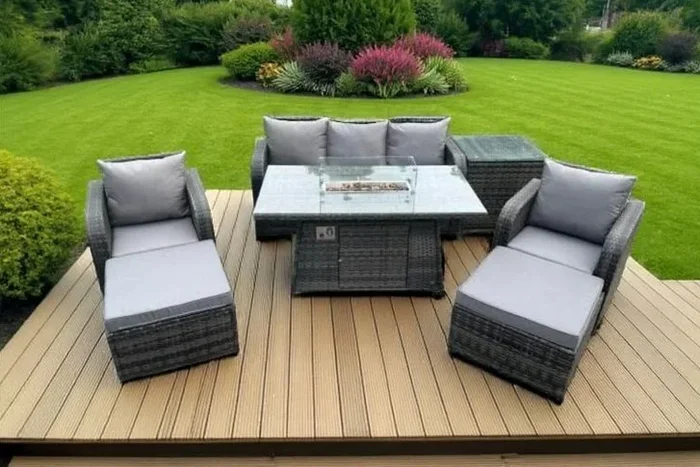 Ultimate Outdoor Rattan Garden Set with Firepit