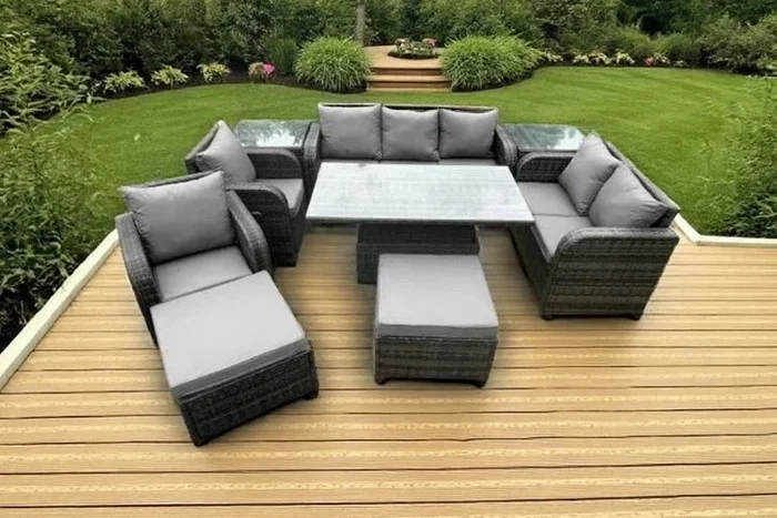 Ultimate Rattan Outdoor Dining Set with Adjustable Rising Table