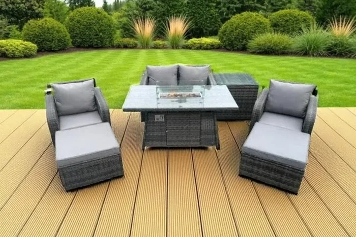Ultimate Rattan Reclining Garden Set with Cozy Fire Pit