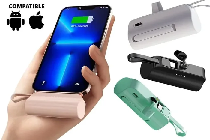 Ultra-Portable 5000mAh Power Bank – Perfect for Type C or iOS, Available in 4 Vibrant Colors!