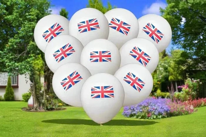 Union Jack British Party Balloons 10-Pack – Durable Latex Outdoor Event Décor