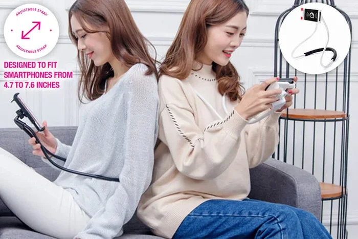 Universal Extendable Neck Hanging Phone Holder – Hands-Free, Foldable Stand for iPhone & Android