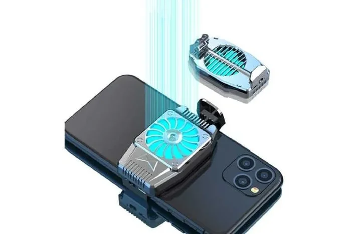 Universal Mobile Phone Cooler Radiator Cooling Fan – Compact Gaming Heat Dissipation Accessory, ABS, Black/Silver