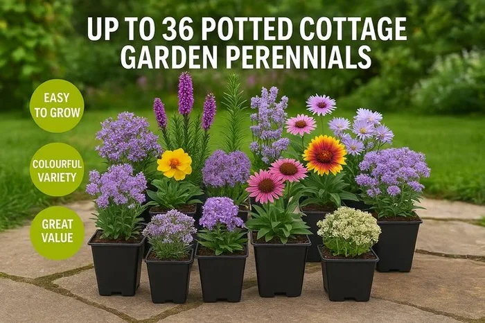 Up to 36 Hardy Flowering Cottage Garden Perennial Plants