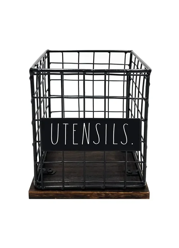 “Utensils” Wired Rectangular Rae Dunn Utensil Holder