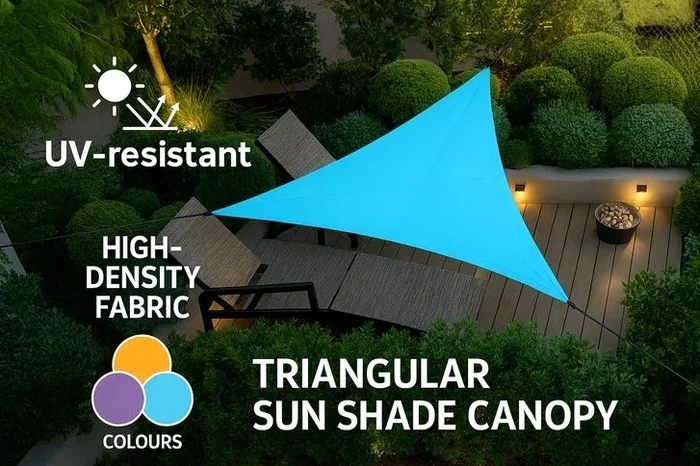 UV-Resistant Waterproof Triangular Sun Shade Canopy – Outdoor Garden Shelter, 2 Sizes, 4 Colours