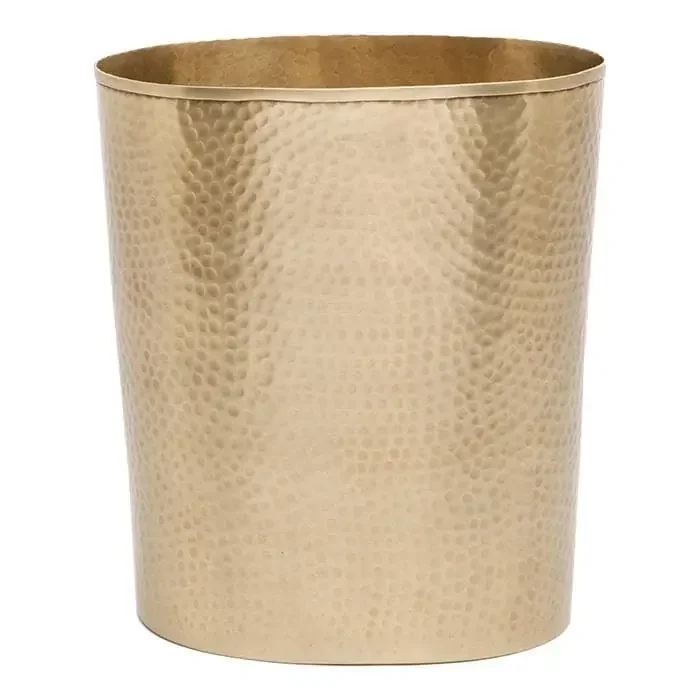 Verum Hammered Metal Oval Waste Basket – Antique Brass