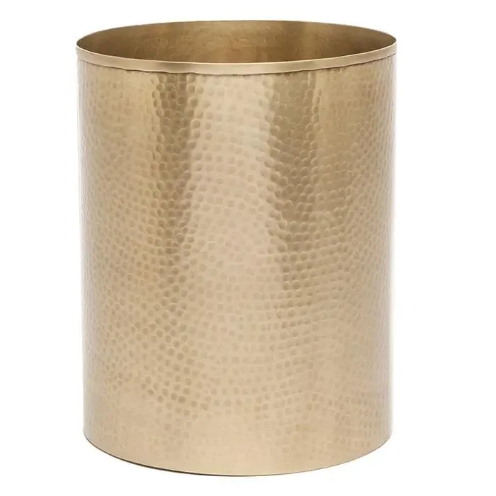 Verum Hammered Metal Round Waste Basket – Antique Brass